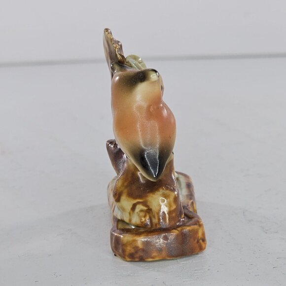 Vintage Miniature Owl Sitting On Log Mouse Ivy Berries Grapes Figure Ceramic - Picture 3 of 8